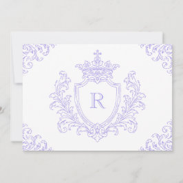 Convites Elegante Crista Heráldica Monograma Lavanda Batism