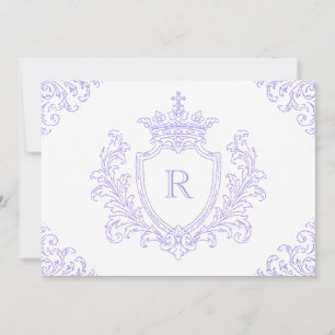 Convites Elegante Crista Heráldica Monograma Lavanda Batism
