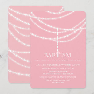 Convites Elegante Cruz Rosária Desperta Batismo Religioso