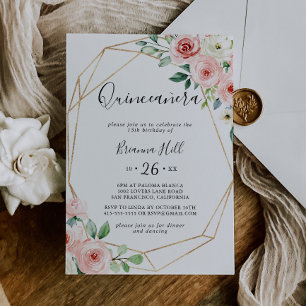 Convites Elegante Dainia Autumn Floral Quinceañera