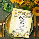 Convites Elegante Daisies Garden Floral 60ª Festa de aniver<br><div class="desc">Belamente elegante jardim de flores silvestres "60ª Festa de aniversário" branco,  amarelo e verde margarida design floral.</div>