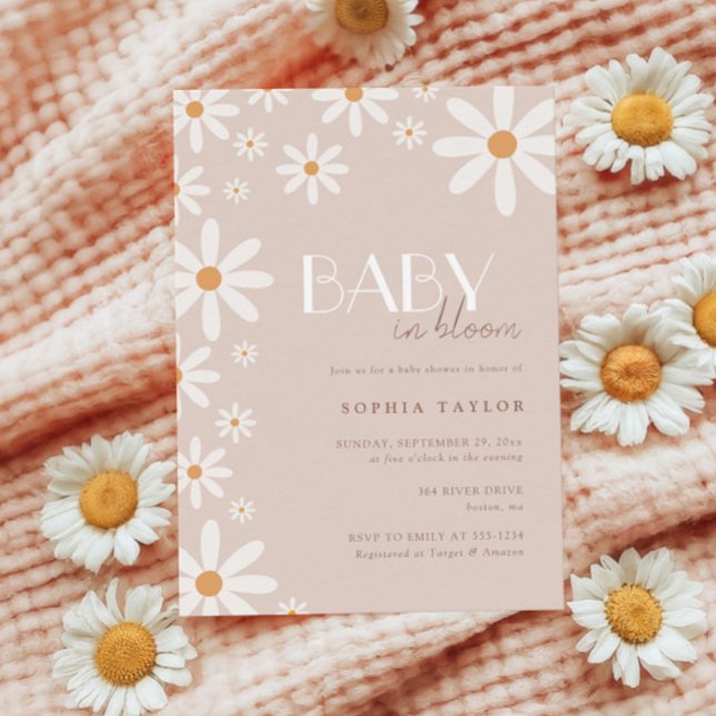 Convites Elegante Daisy Baby in Bloom Chá de fraldas (Criador carregado)