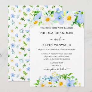 Convites Elegante Daisy e Não Me Esqueças Casamento