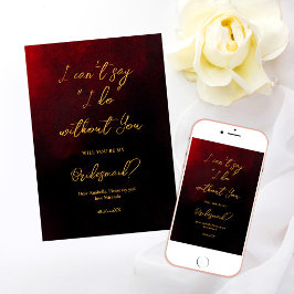 Convites Elegante Damas de Honra Douradas Vermelhas e Preta