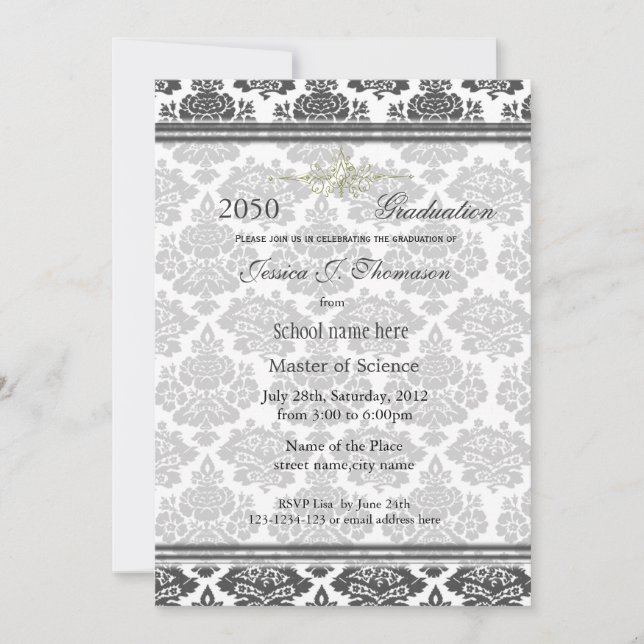 Convites Elegante damask High Figence (Frente)