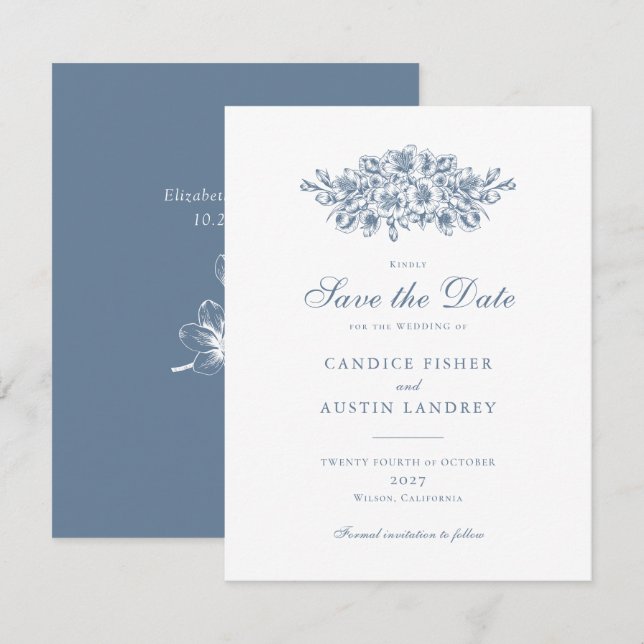 Convites Elegante Data de Salvamento de Casamento Botânico  (Frente/Verso)