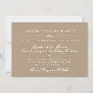 Convites Elegante de Caligrafia Formal de Beige Dourado