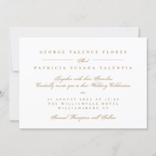 Convites Elegante de Caligrafia Formal de Caramelo Dourado
