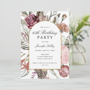 Convites Elegante de Festa de aniversário Botânica de Arch 