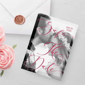 Convites Elegante de fotos moderno viva magenta