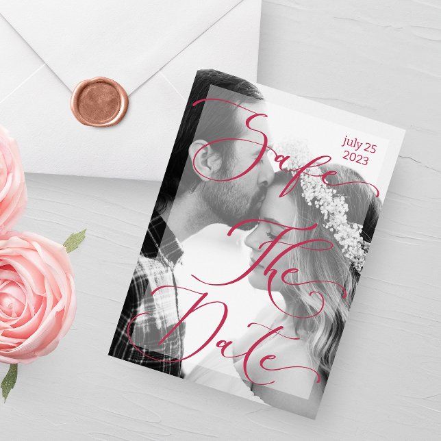 Convites Elegante de fotos moderno viva magenta (Criador carregado)