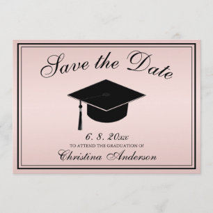 Convites Elegante de graduação Salve o Rosa de script de 