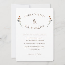 Convites Elegante De Orçamento, Flores Selvagens Em Um Únic