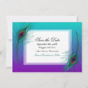 Convites Elegante de pena de peacock salvará a data