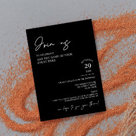 Convites Elegante de Script Simples de Preto Elegante Event