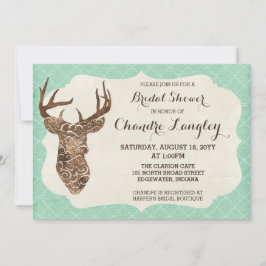 Convites Elegante Deer Antlers Rustic Country Chá de panela