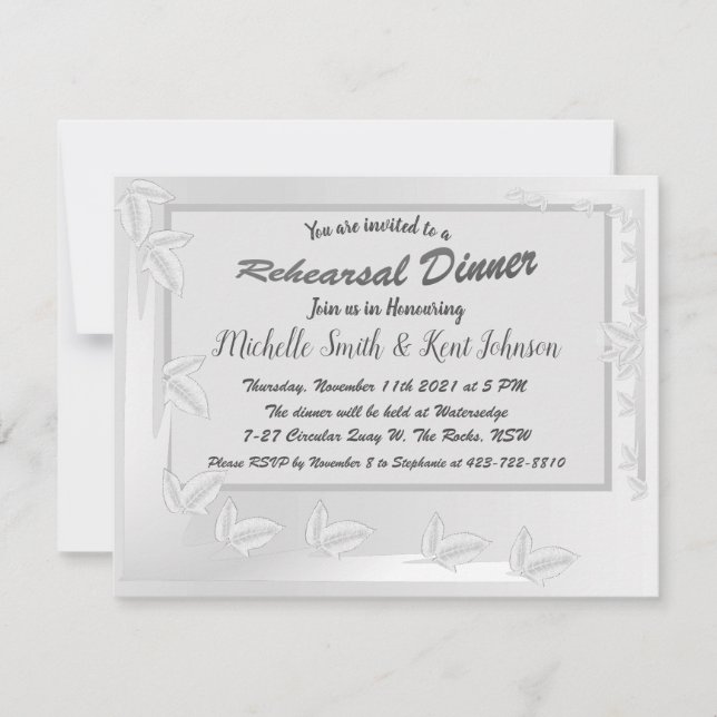 Convites Elegante deixa o Janto de ensaio de Design (Frente)