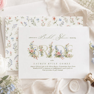 Convites elegante delicado floral primavera NOIVA Chá de No