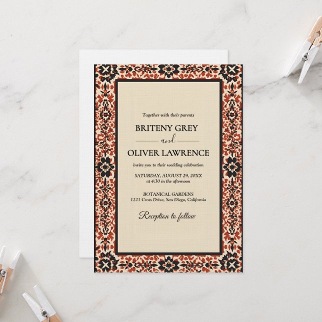 Convites Elegante desmatação moderna de Papel Picado (Frente/Verso In Situ)