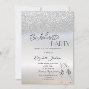 Convites Elegante Despedida de Solteira com Brilho Prateado