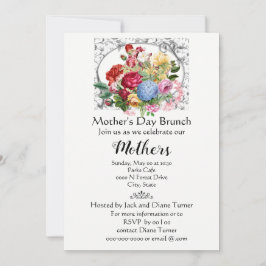 Convites Elegante Dia das Mães com Feriado de Flores Vintag