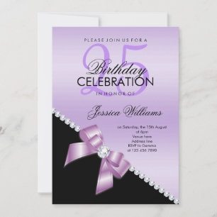 Convites Elegante Diamante, Arco Lilac & Black Birthday