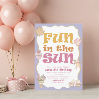 Convites Elegante Diversão com Aquarela ao Sol Aniversário