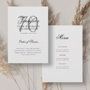 Convites Elegante do Programa de Aniversário do 70 com Menu