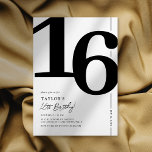 Convites Elegante Doce Sessenta e dezesseis Festas de anive<br><div class="desc">Apresentando um eterno preto e branco 16º convite de aniversário que combina sem problemas o encanto do mundo antigo do número de letra serif ousado '16' com um modelo personalizável moderno e amigável. Este convite não é apenas uma carta, é uma marca significativa para estimar o marco de virar 16....</div>