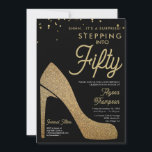 Convites Elegante Dourada Confetti Surpresa 50º Aniversário<br><div class="desc">Celebre em estilo com este convite chic de 50 anos! Apresentando um confete de ouro impresso para um toque de brilho, com uma silhueta deslumbrante de salto alto nesta elegante design para uma surpresa perfeita e elegante da quinquagésima festa de aniversário. O olhar moderno e sofisticado tornará o seu evento...</div>