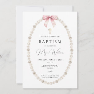Convites Elegante Dourada Cross e peals Girl Baptism