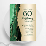Convites Elegante Dourada Emerald Green Agate 60º aniversár<br><div class="desc">Emerald Green e ouro agate 60º convite de aniversário. Elegante design moderno com aquarela agate marble geode background,  faux glitter gold e typografia script font. Trendy convida o cartão perfeito para uma comemoração de dia das mulheres na moda. Impressos convites Zazzle ou modelo de impressão digital instantânea para download.</div>