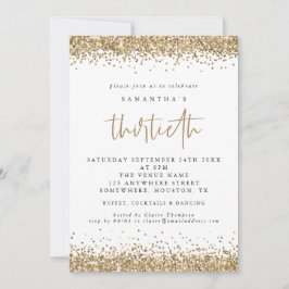 Convites Elegante Dourada Glitter 30 Partido