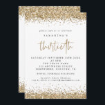 Convites Elegante Dourada Glitter 30 Partido<br><div class="desc">Elegante Glitter Dourado 30º Convite de festas. As bordas de confete de brilho falsa em ouro estão no topo e no fundo e também no verso. O trigésimo é feito num estilo moderno de escrita manual. Personalize facilmente o resto do texto para você.</div>