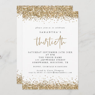 Convites Elegante Dourada Glitter 30 Partido