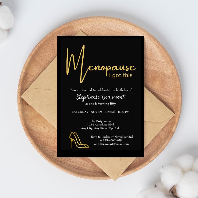 Convites Elegante Dourada Menopausa Eu Tenho Este 50º anive (Criador carregado)