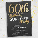 Convites Elegante Dourada Tipografia Surpresa 60º Aniversár<br><div class="desc">A Elegante Tipografia Dourada Surpreende 60º Convite de Aniversário. Este convite apresenta um design elegante com texto claro e fácil de ler, garantindo que todos os detalhes importantes sejam enviados sem esforço. A adição de acentos de folha esmaecida em ouro deslumbrante contra um pano de fundo de preto cria um...</div>