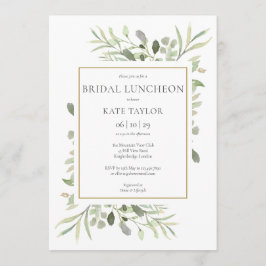 Convites Elegante Dourada Watercolor Greenery Bridal
