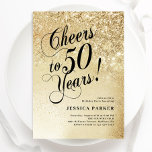 Convites Elegante Dourado 50º aniversário<br><div class="desc">Elegante 50º convite de aniversário. Design elegante em ouro brilhante e preto. Possui fonte e confete de script de tipografia. Perfeito para uma comemoração de um dia de mulher na moda. Personalize com seus próprios detalhes. Envie-me uma mensagem se precisar de idade personalizada. Impressos convites Zazzle ou modelo de impressão...</div>