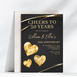 Convites Elegante Dourado 50º Aniversário de Casamento
