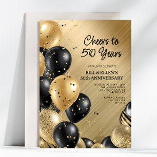 Convites Elegante Dourado 50º Aniversário de Casamento
