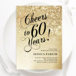 Convites Elegante Dourado 60º aniversário<br><div class="desc">Elegante 60º convite de aniversário. Design elegante em ouro brilhante e preto. Possui fonte e confete de script de tipografia. Perfeito para uma comemoração de um dia de mulher na moda. Personalize com seus próprios detalhes. Envie-me uma mensagem se precisar de idade personalizada. Impressos convites Zazzle ou modelo de impressão...</div>