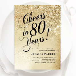 Convites Elegante Dourado 80 Birthday