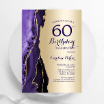 Convites Elegante Dourado Agate 60º Aniversário<br><div class="desc">Roxo e ouro agam 60º convite de aniversário. Elegante design moderno com aquarela agate marble geode background,  faux glitter gold e typografia script font. Trendy convida o cartão perfeito para uma comemoração de dia das mulheres na moda. Impressos convites Zazzle ou modelo de impressão digital instantânea para download.</div>