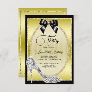 Convites Elegante Dourado, Arco Preto e Aniversário Estilet