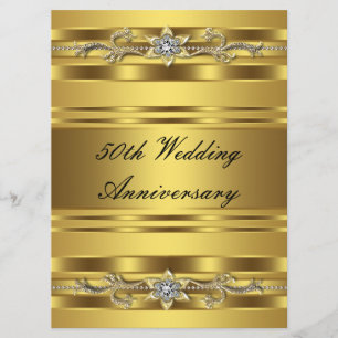 Convites Elegante Dourado Áurea Bodas de Ouro 50º Aniversár