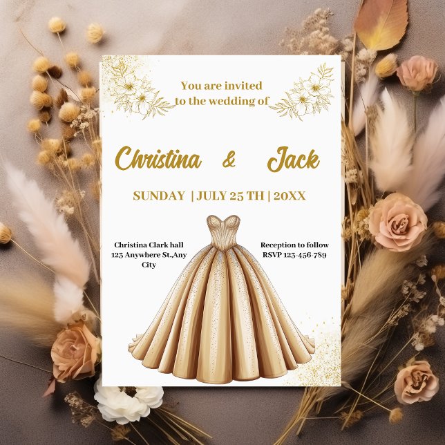 Convites Elegante Dourado Ballgrown - Design da Princesa (Criador carregado)
