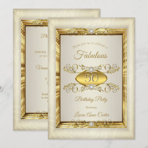 Convites Elegante Dourado Diamante Bege Creme Festa de Aniv