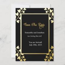 Elegante Dourado em preto Salve a placa de data