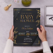 Elegante Dourado Gênero Chá de fraldas Floral Neut